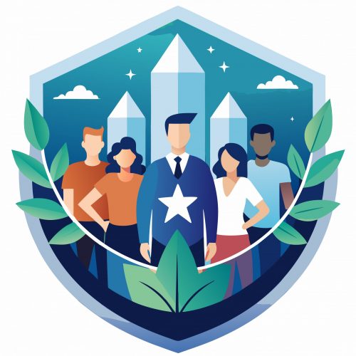 Illustration of Teamwork and Harmony in Diversity with a Circle of Colorful Leaves